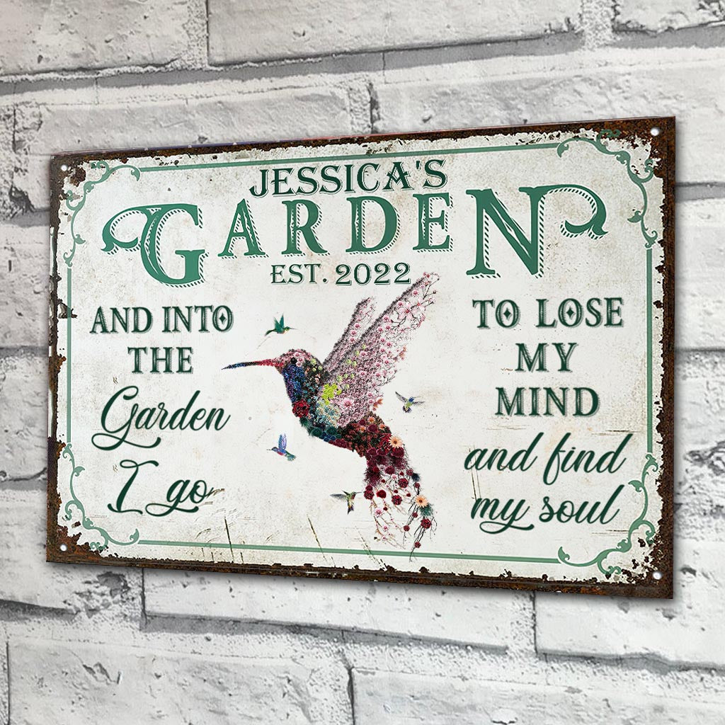 Au jardin je vais - Panneau métallique rectangulaire personnalisé pour le jardinage