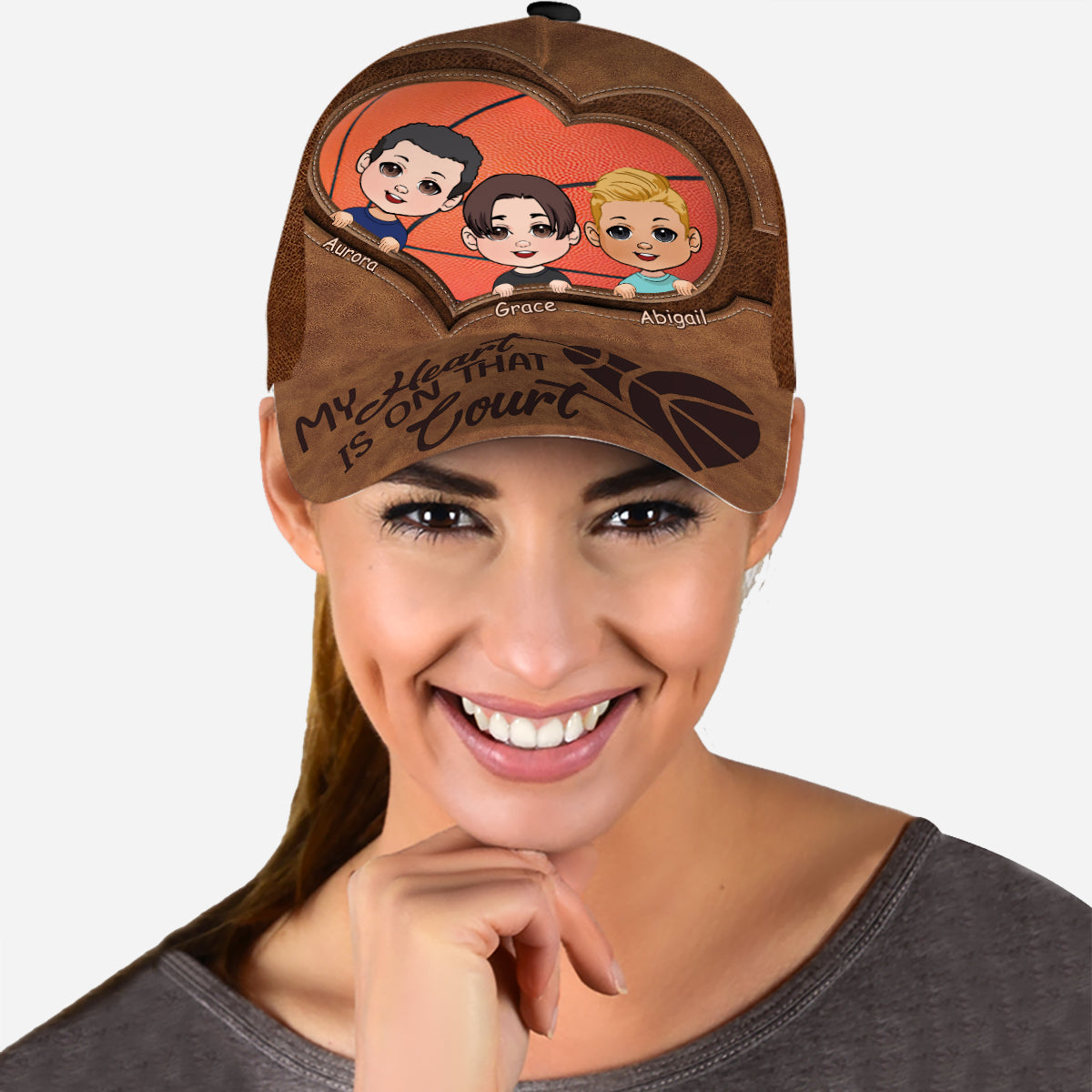 Mon cœur est sur le terrain - Casquette de basket-ball classique personnalisée