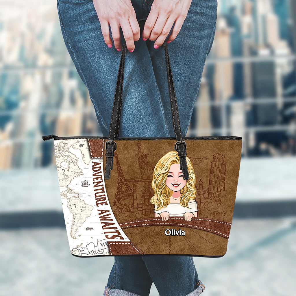 L'aventure vous attend - Sac de voyage en cuir personnalisé