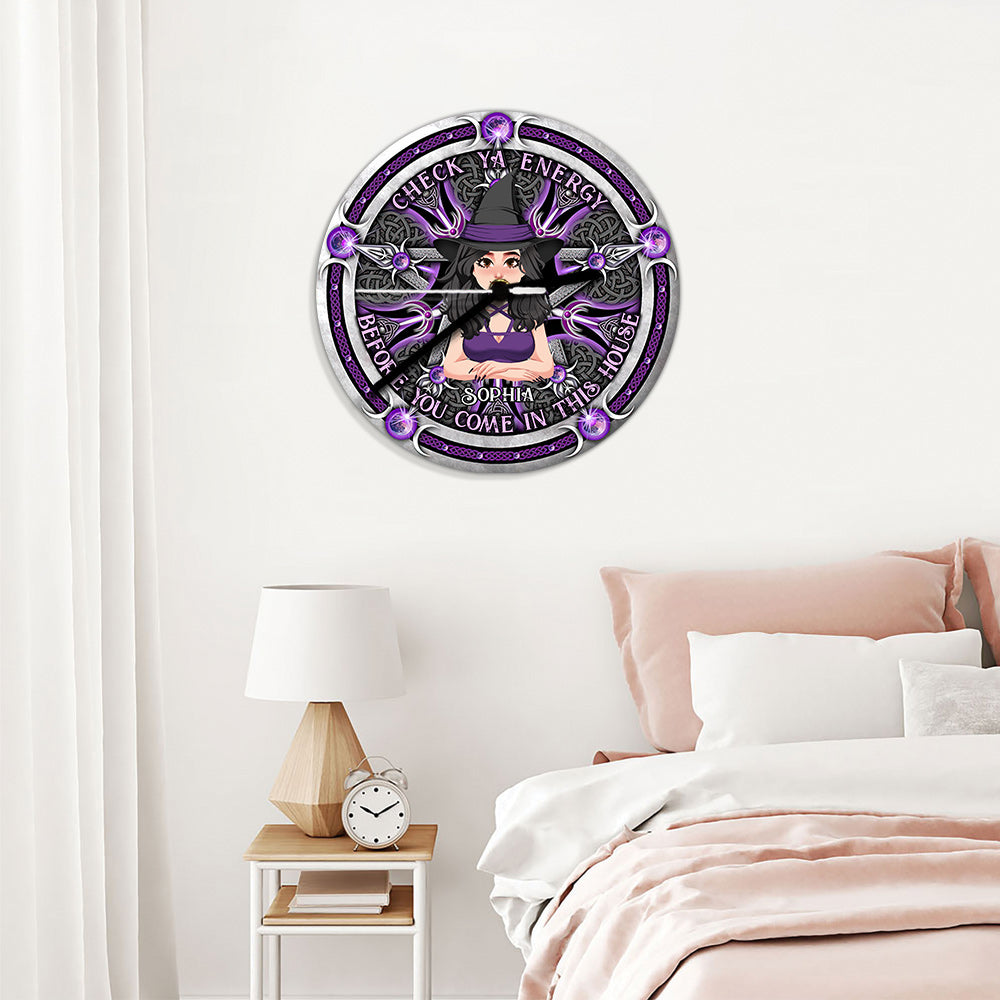 Check Ya Energy - Horloge murale de sorcière personnalisée