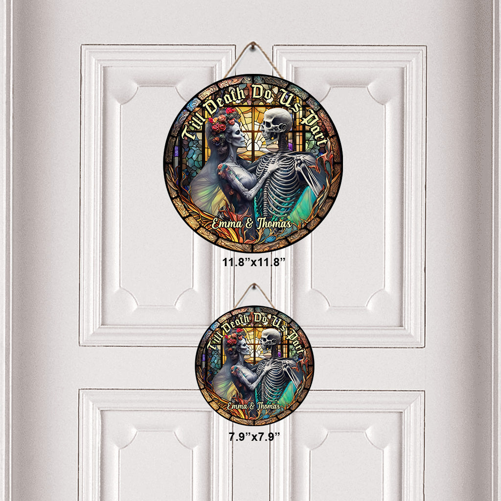 Toi et moi, on gère ça - Panneau rond en bois personnalisé avec crâne