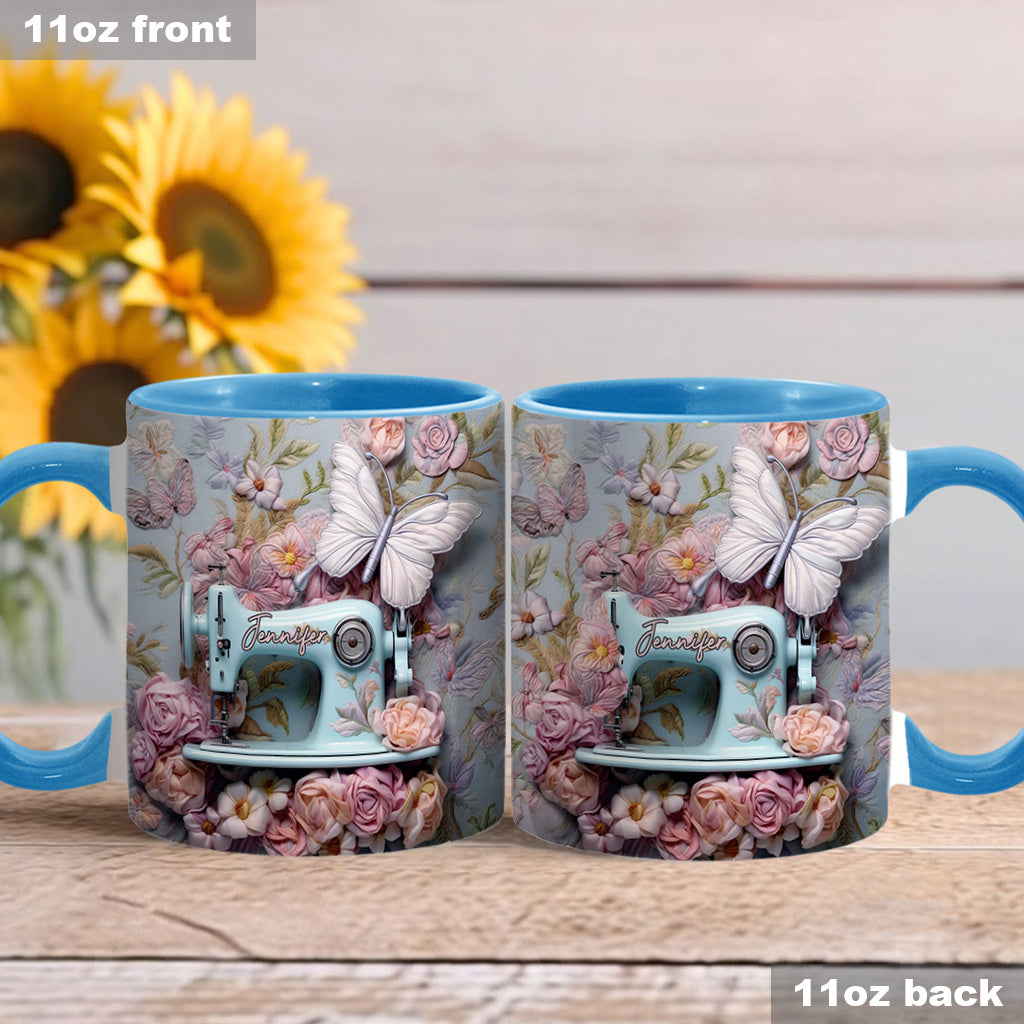 Floral Sewing Machine - Personalized Sewing Accent Mug