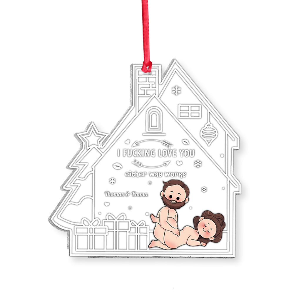 I love You - Personalized Couple Transparent Ornament
