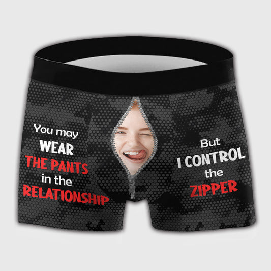 I Control The Zipper - Personalized Couple Men Boxer Briefs