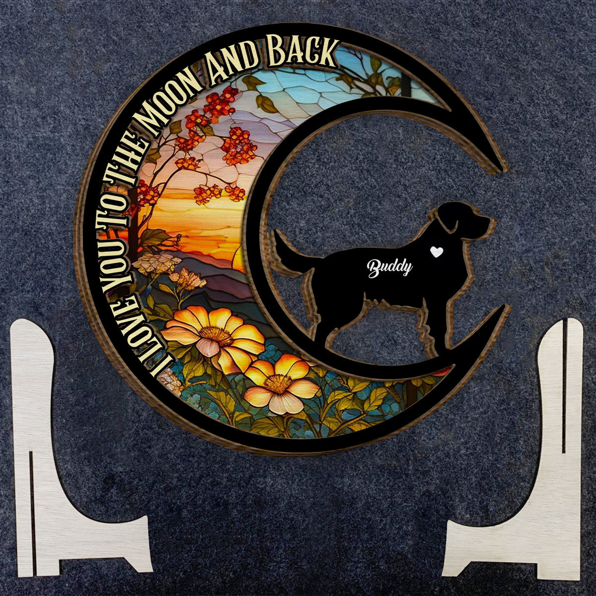 I Love You To The Moon And Back - Gift for dog lovers - Personalized 2 Layered Wood Sign / Wood Plaque