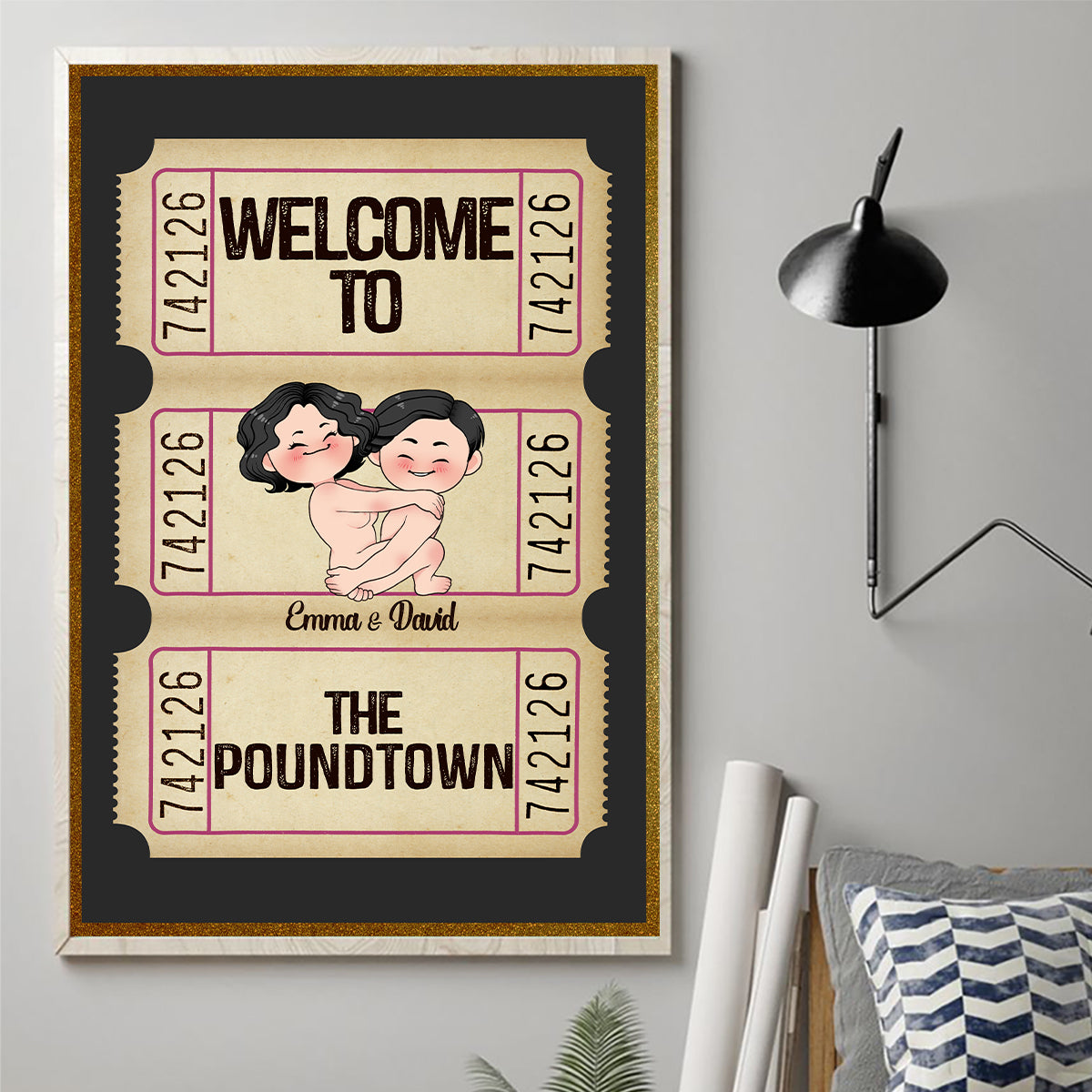 Bienvenue à Poundtown ! Adulte inapproprié - Toile et affiche personnalisées pour couples