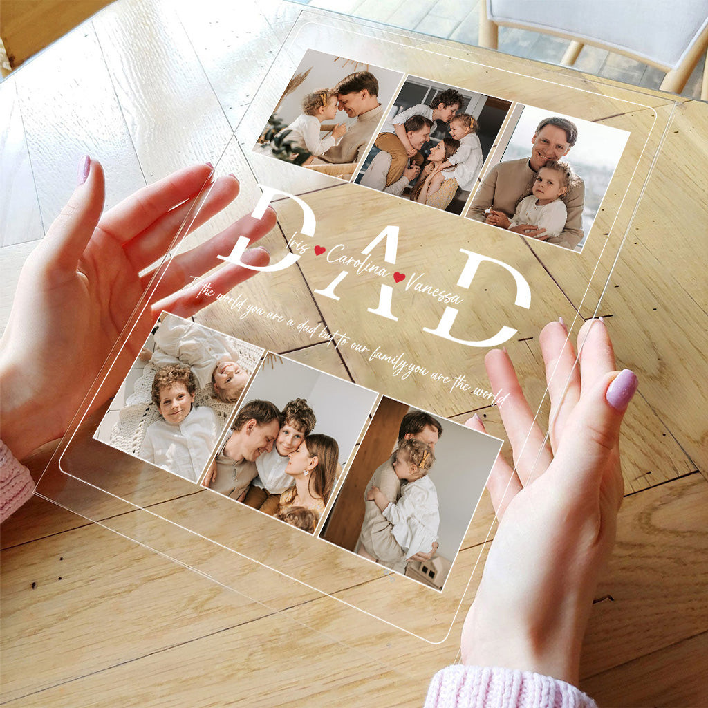 Meilleur papa du monde - Plaque acrylique transparente personnalisée pour papa