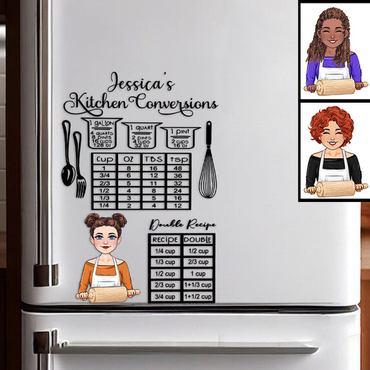Kitchen Measurement Conversions - Cooking gift for mom, wife, her - Personalized Decal Full
