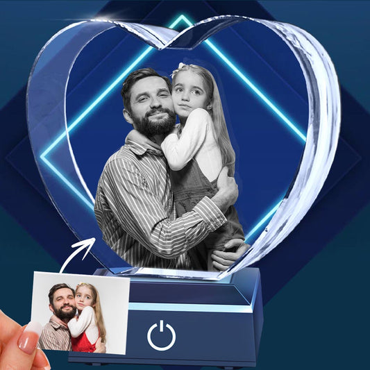 Lampe en cristal 3D en forme de cœur avec gravure laser personnalisée pour papa