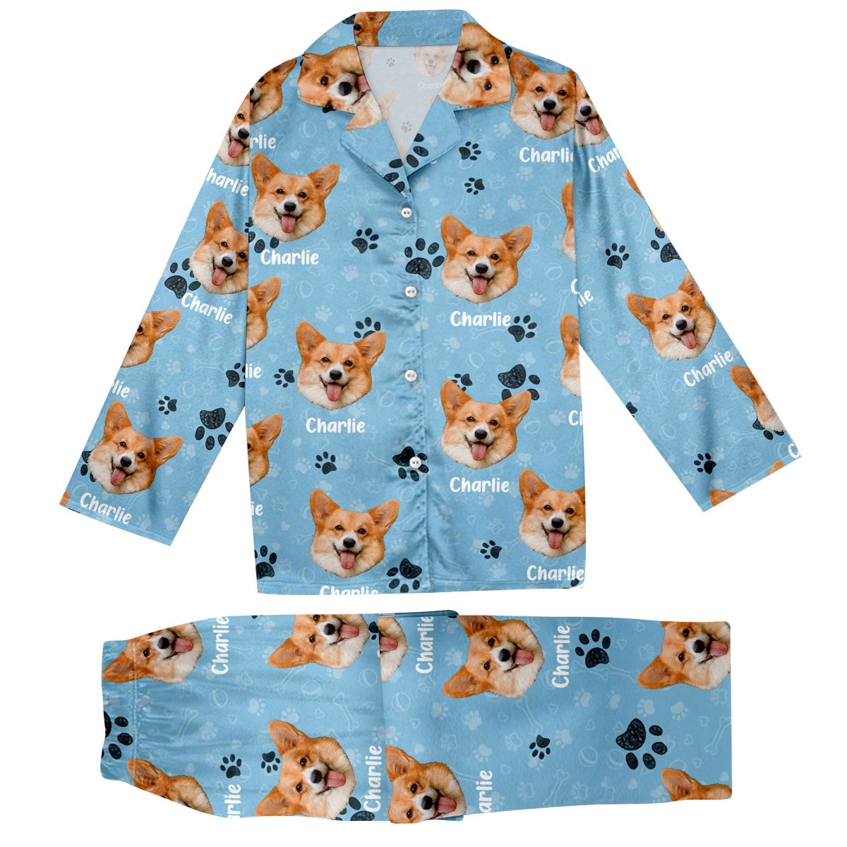 Couverture photo personnalisée pour animaux de compagnie - Cadeau pour les amoureux des chats et des chiens - Pyjama à boutons personnalisé