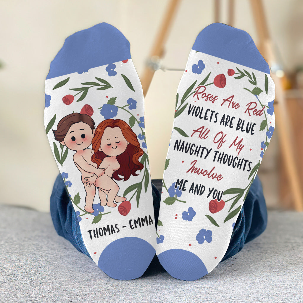 Les roses sont rouges - Chaussettes personnalisées pour couples