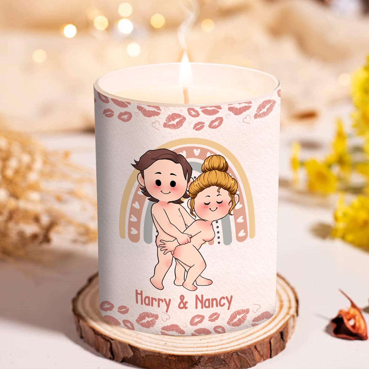 Welcome To The Poundtown Inappropriate Adult - Personalized Couple Candle With Wooden Lid