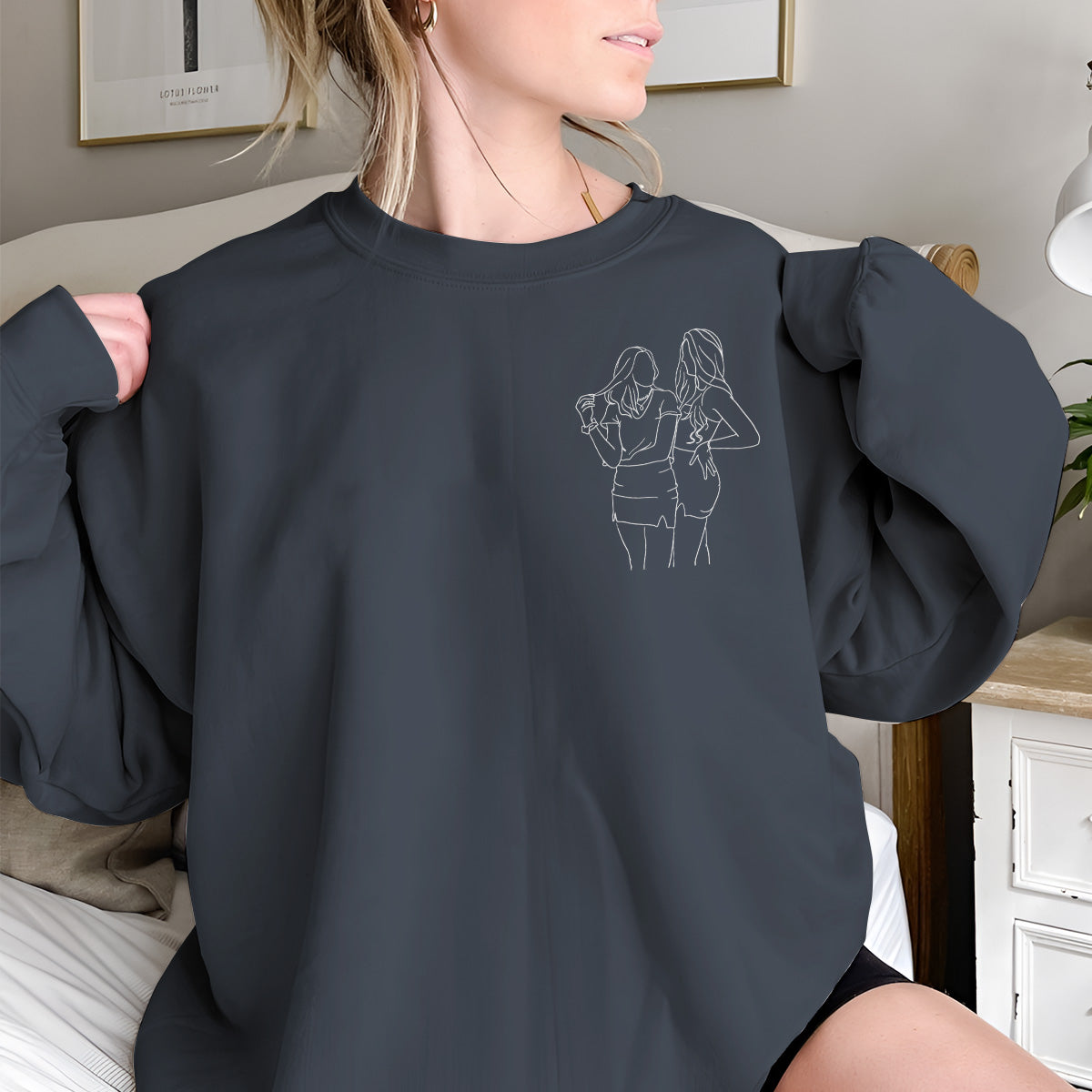 Custom Line Art - Personalized granddaughter Embroidered Sweater