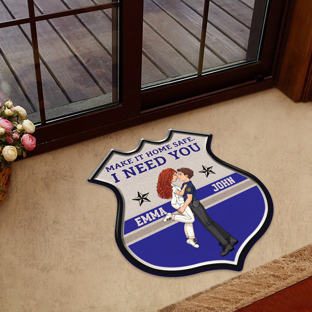 Make It Home Safe - Personalized Couple Shaped Doormat