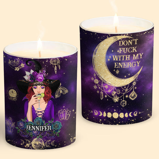 Don't F With My Energy - Personalized Witch Candle With Wooden Lid