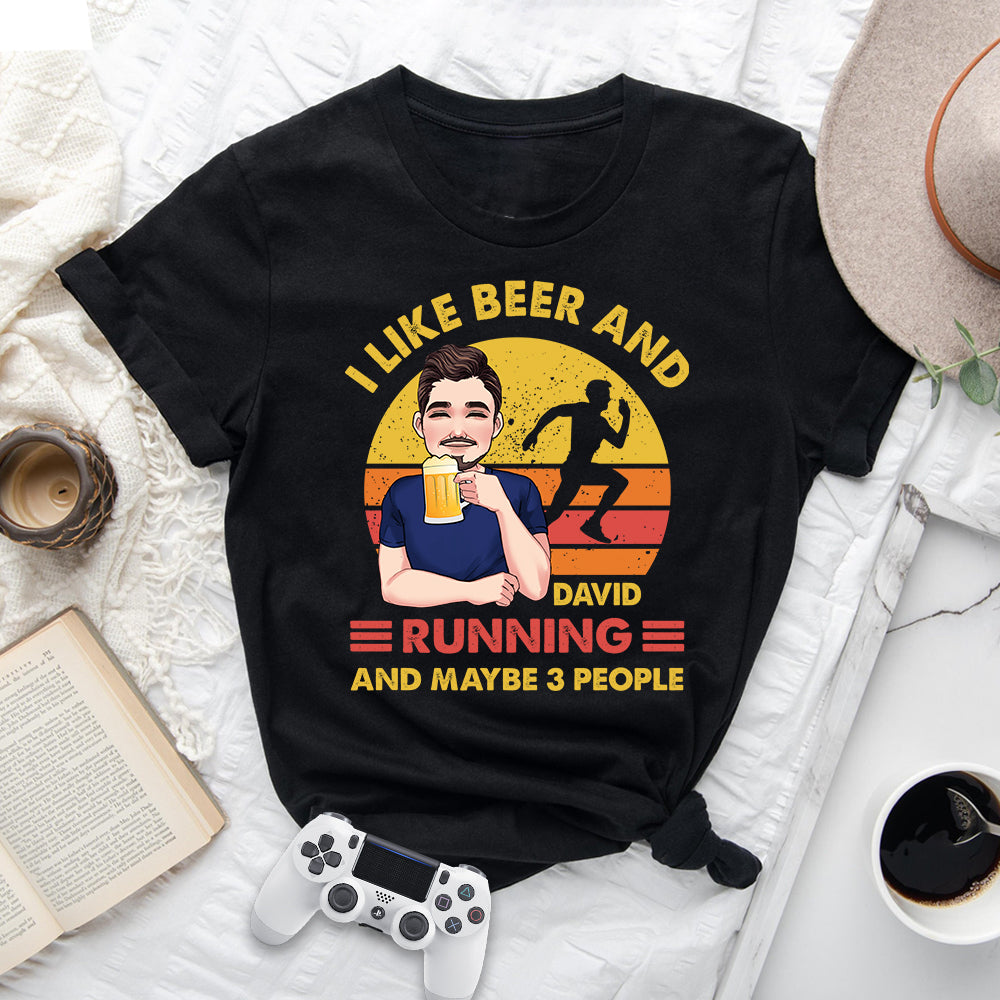 J'aime la bière et la course à pied - T-shirt et sweat à capuche de course personnalisés