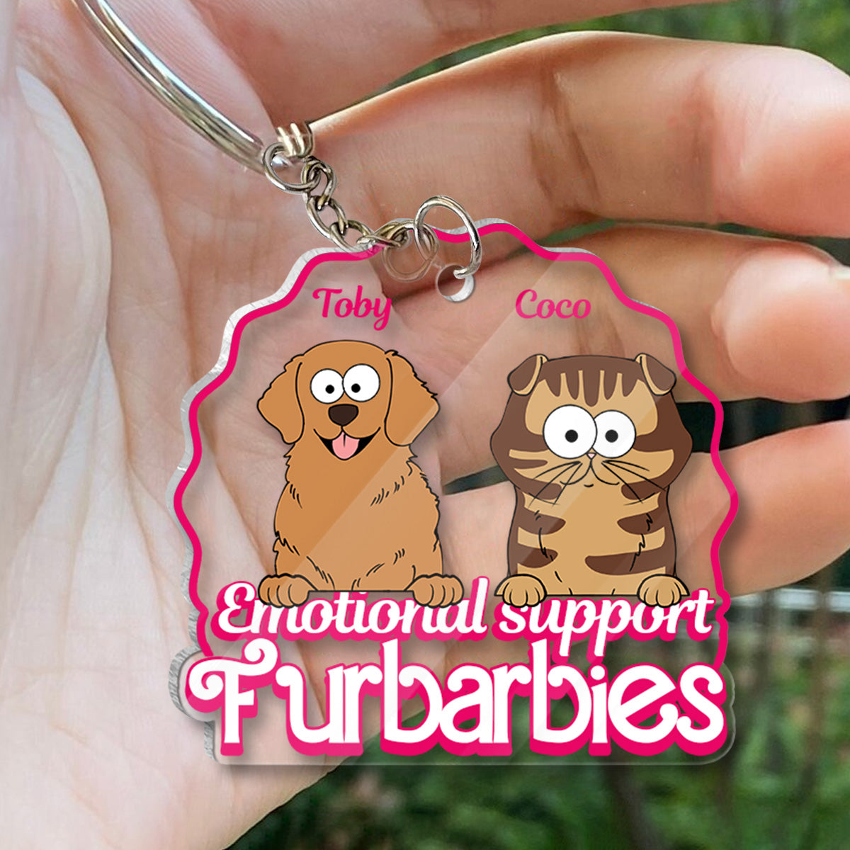 Soutien émotionnel - Cadeau pour les amoureux des chiens et des chats - Porte-clés transparent personnalisé