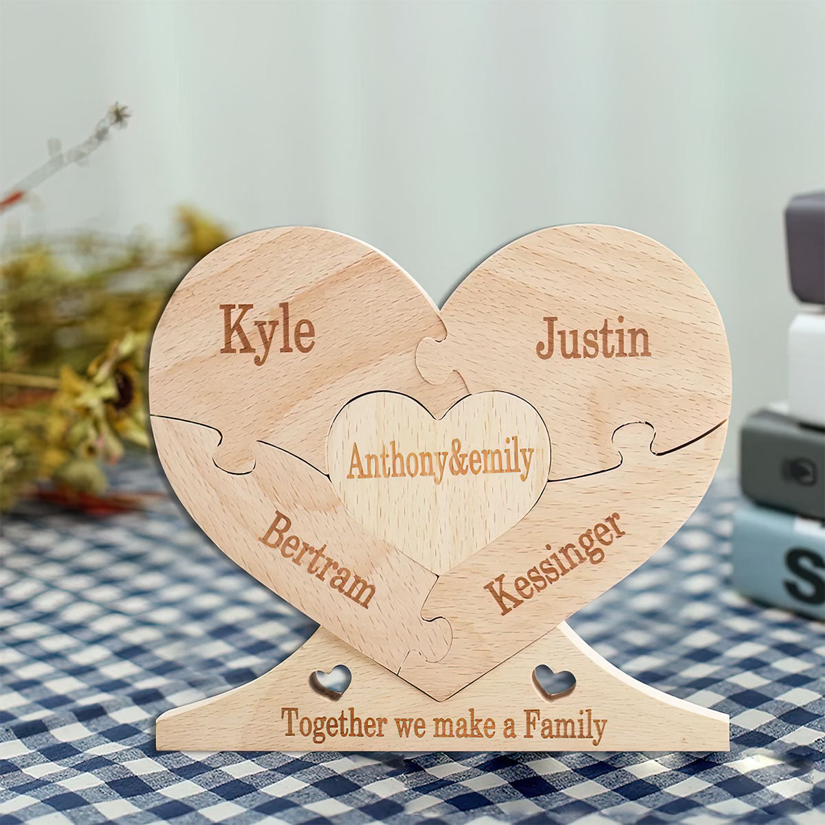 Together We Make A Family - Personalized Family Wooden Puzzle Standing