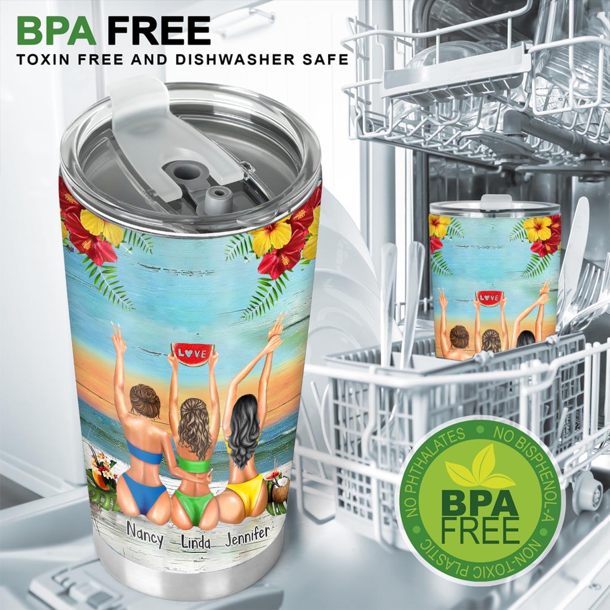 Je t'aime jusqu'à la plage et retour - Cadeau pour ma meilleure amie - Gobelet personnalisé