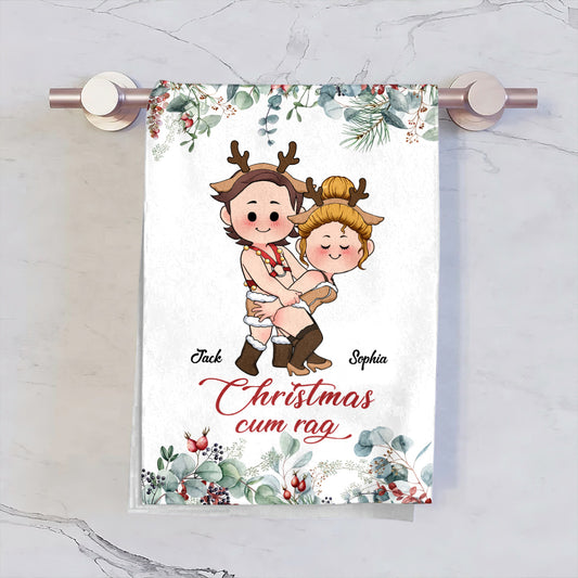 Chiffon de Noël - Serviette personnalisée pour couple
