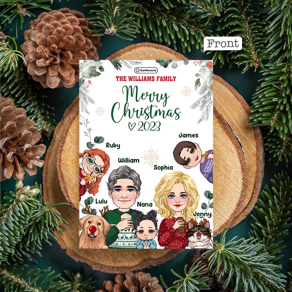 Carte de Noël personnalisée avec portraits - Carte de vœux familiale personnalisée