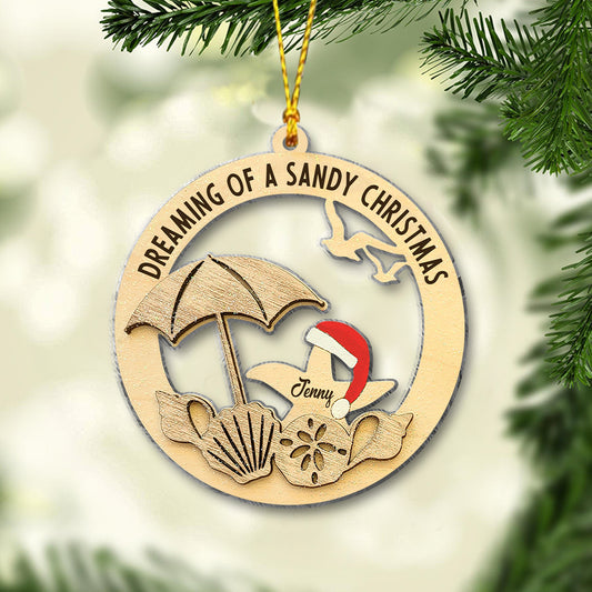 Rêver d'un Noël sur sable blanc - Ornement personnalisé pour les amoureux de la mer