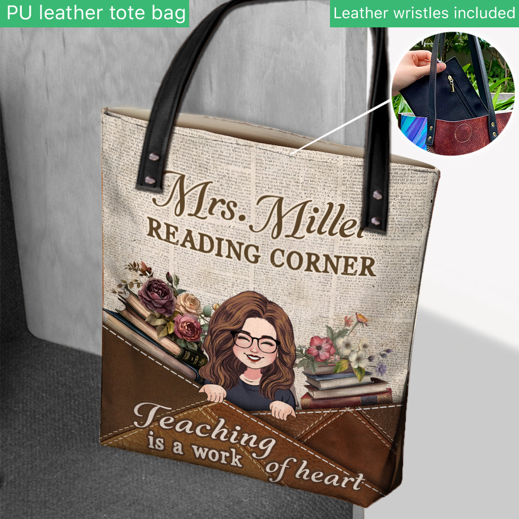 Teaching is a work of heart - Personalized Teacher Tote Bag