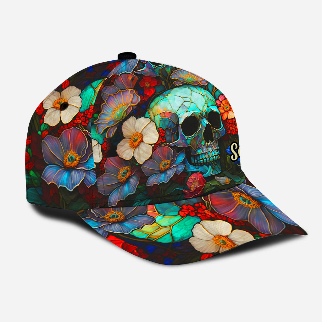 Tête de mort florale - Casquette classique personnalisée à tête de mort