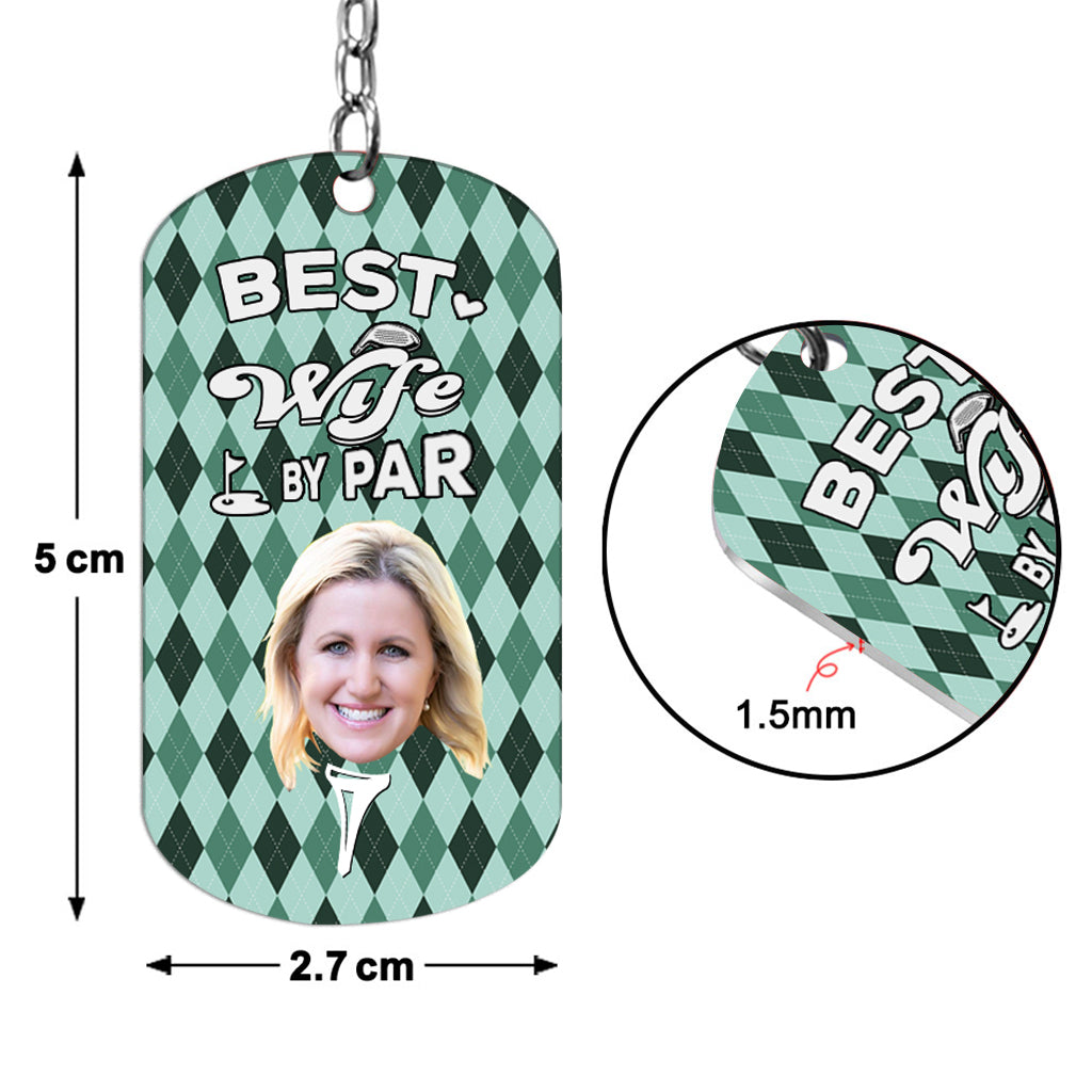 Best Dad By Par - Golf gift for dad, him, boyfriend, husband, grandpa - Personalized Stainless Steel Keychain