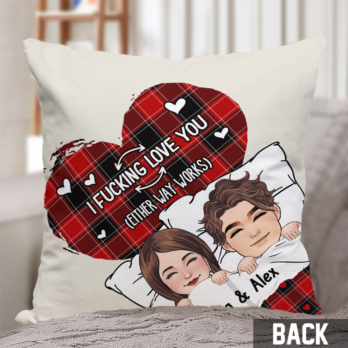 Je t'aime - Coussin décoratif personnalisé pour couple