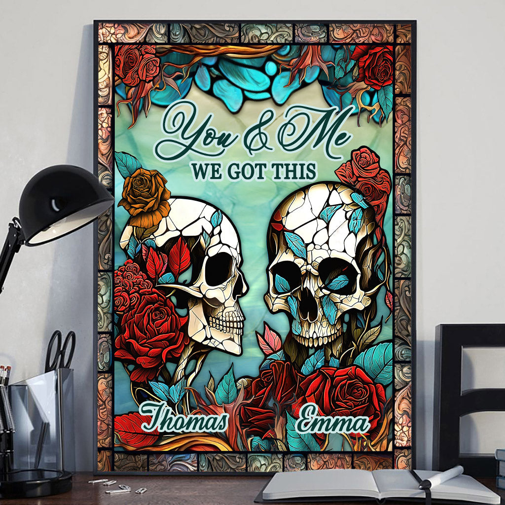 Skull Couple - Skull gift for husband, wife, boyfriend, girlfriend - Personalized Canvas And Poster