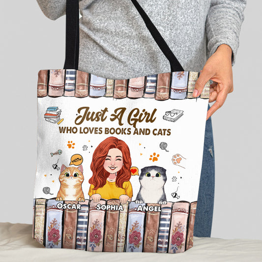 Love Books And Cats - Personalized Book Tote Bag
