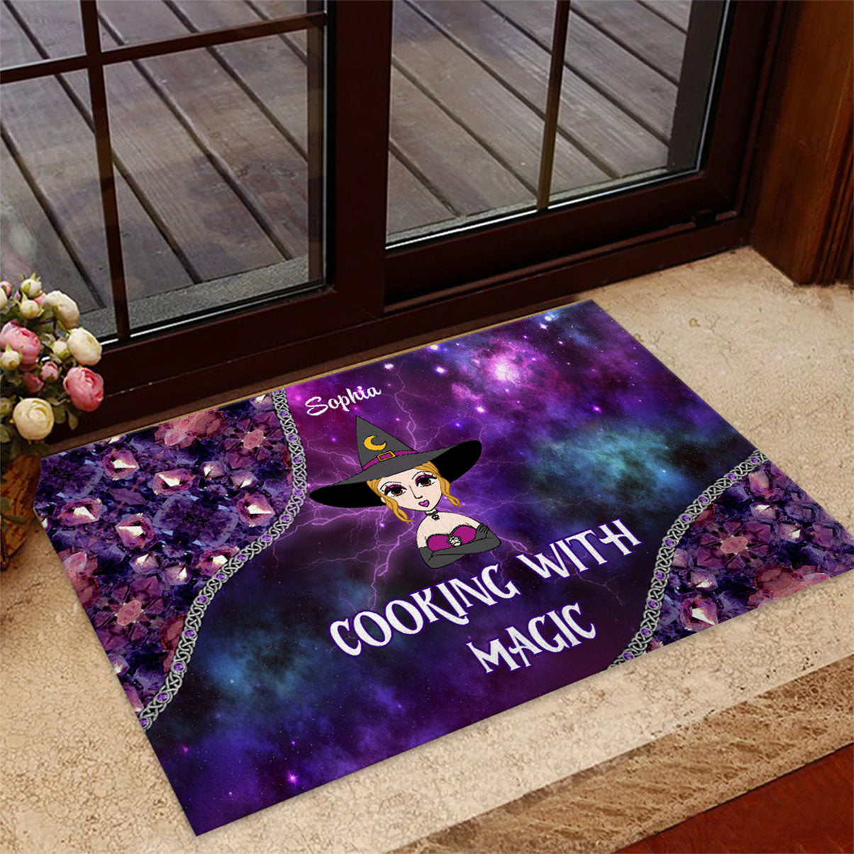 Cuisiner avec magie - Paillasson de sorcière personnalisé