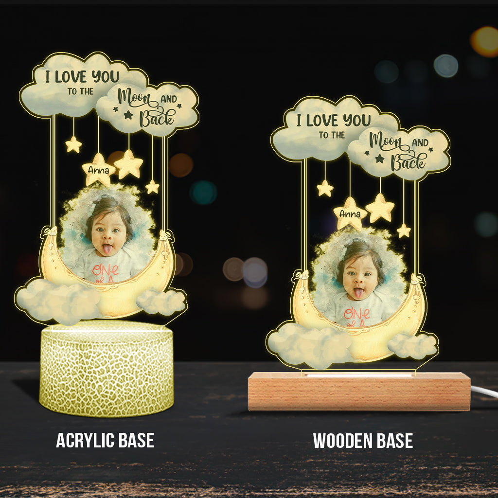 Je t'aime jusqu'à la lune et retour - Socle lumineux personnalisé en forme de famille