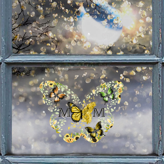 Mom & Children Butterflies Christmas Flower - Personalized Mother Decal Die Cut