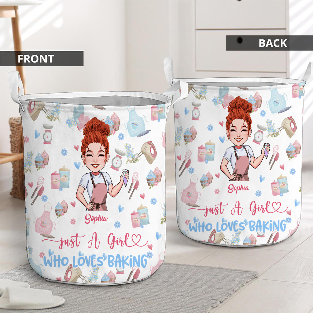 Panier de rangement personnalisé pour pâtisserie « Juste une fille qui adore pâtisser ».