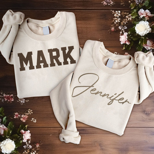 Pull brodé personnalisé pour frère/sœur - Nom personnalisé