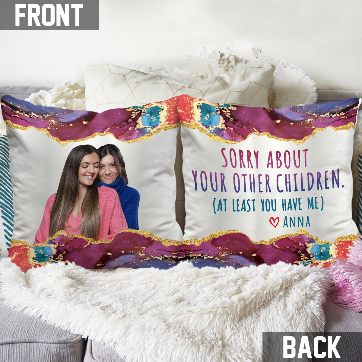 Tu m'as, maman - Coussin décoratif personnalisé pour maman