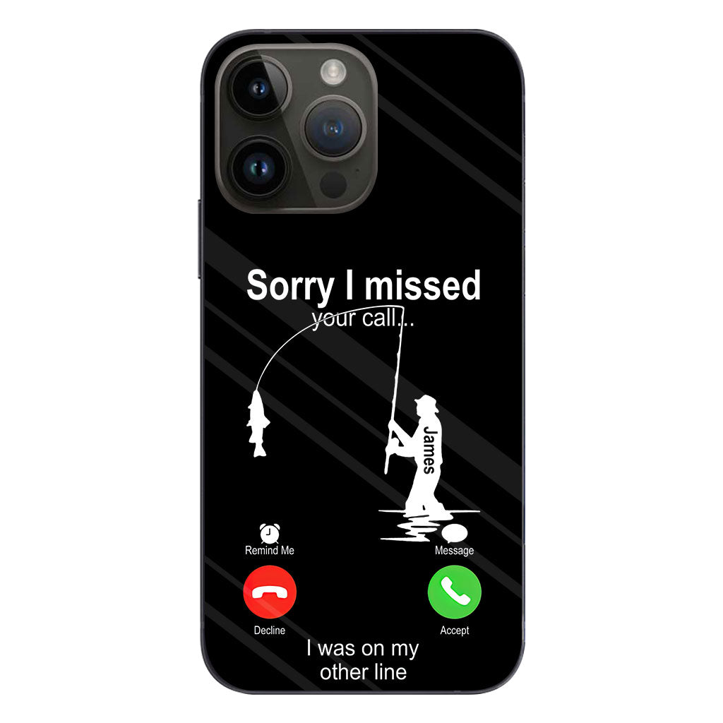 Désolé(e) d'avoir manqué votre appel, j'étais en ligne - Coque de téléphone transparente personnalisée sur le thème de la pêche
