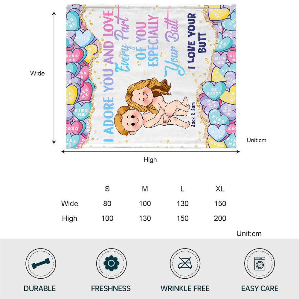 Je t'adore et j'aime chaque partie de toi - Couverture personnalisée pour couple