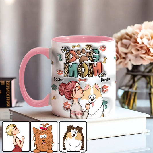 Mug gonflable personnalisé « Maman de chien, maman de chat » - Cadeau idéal pour les amoureux des chiens et des chats
