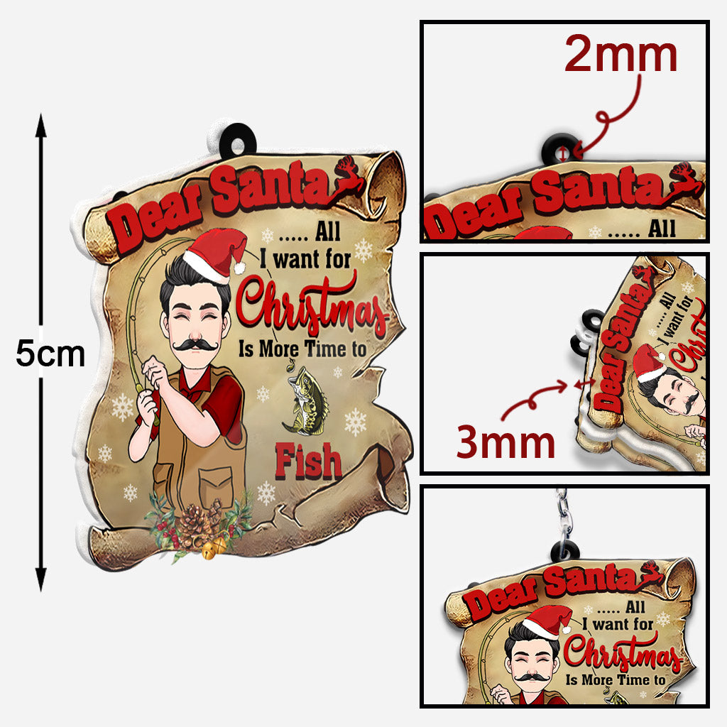 Cher Père Noël - Porte-clés de pêche personnalisé (face unique)