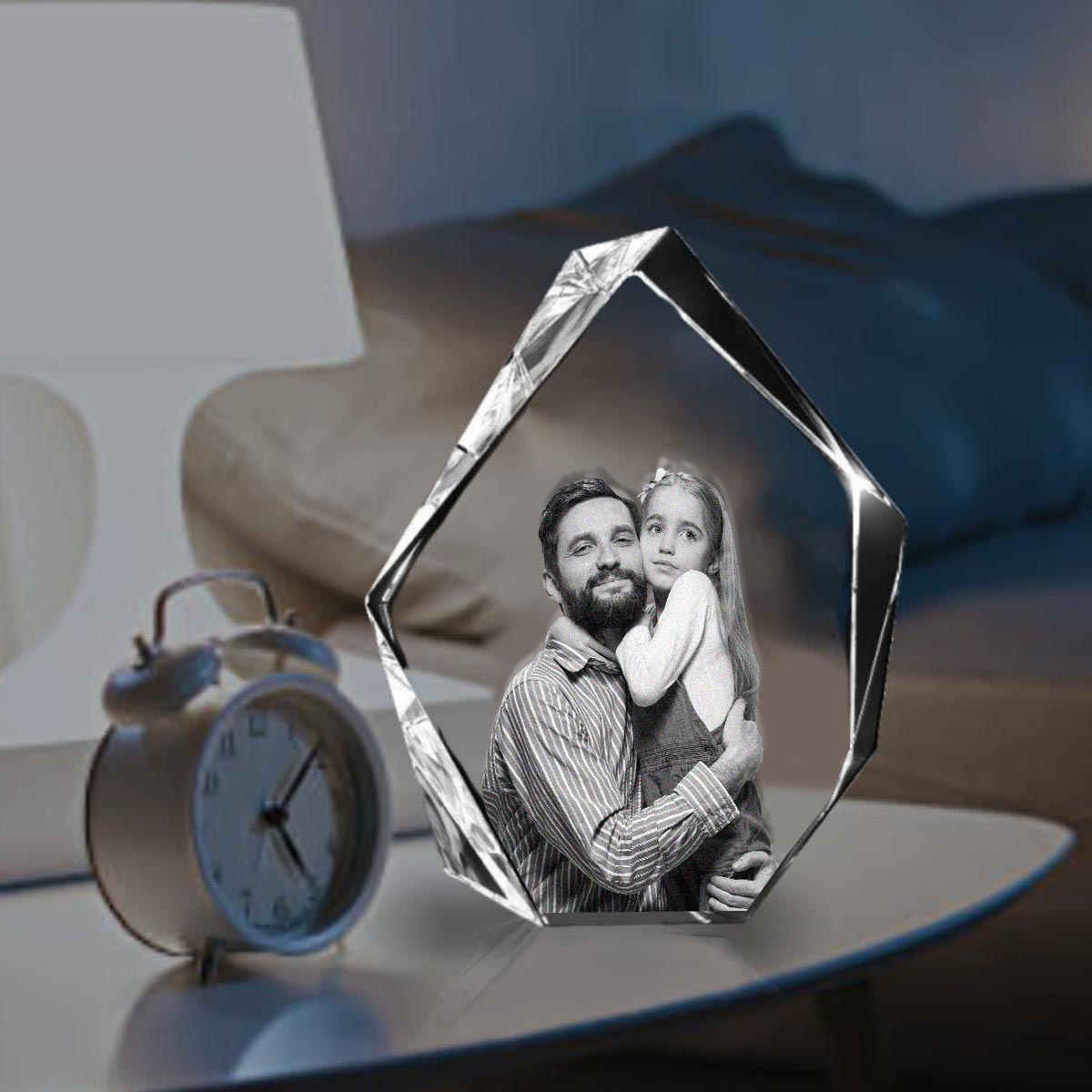 Lampe en cristal 3D en forme d'iceberg avec gravure laser personnalisée pour papa
