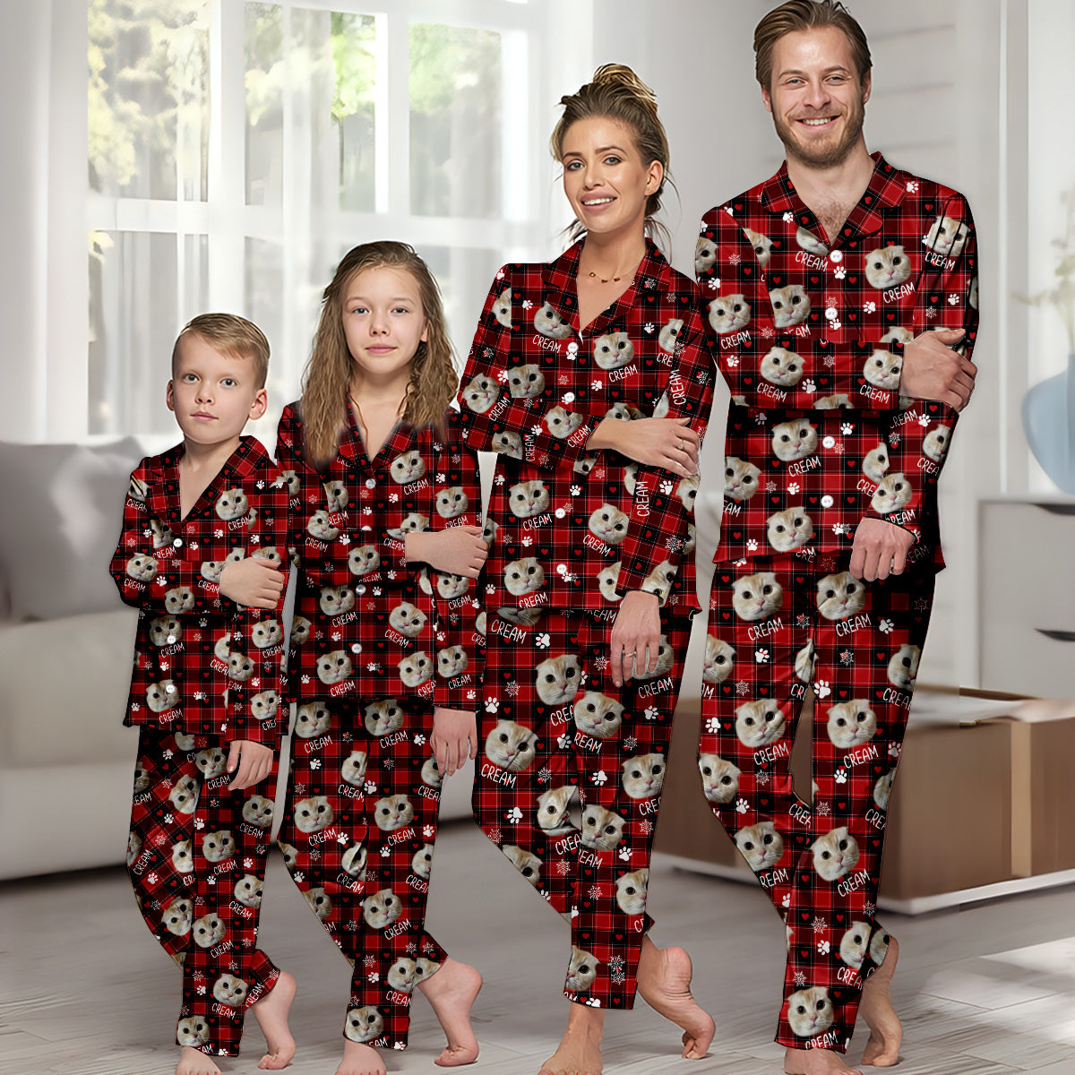 Couverture photo personnalisée pour animaux de compagnie - Cadeau pour les amoureux des chats et des chiens - Pyjama à boutons personnalisé