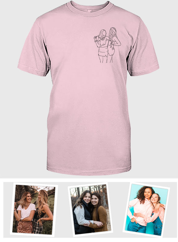 T-shirt brodé personnalisé pour fille - Motifs au trait