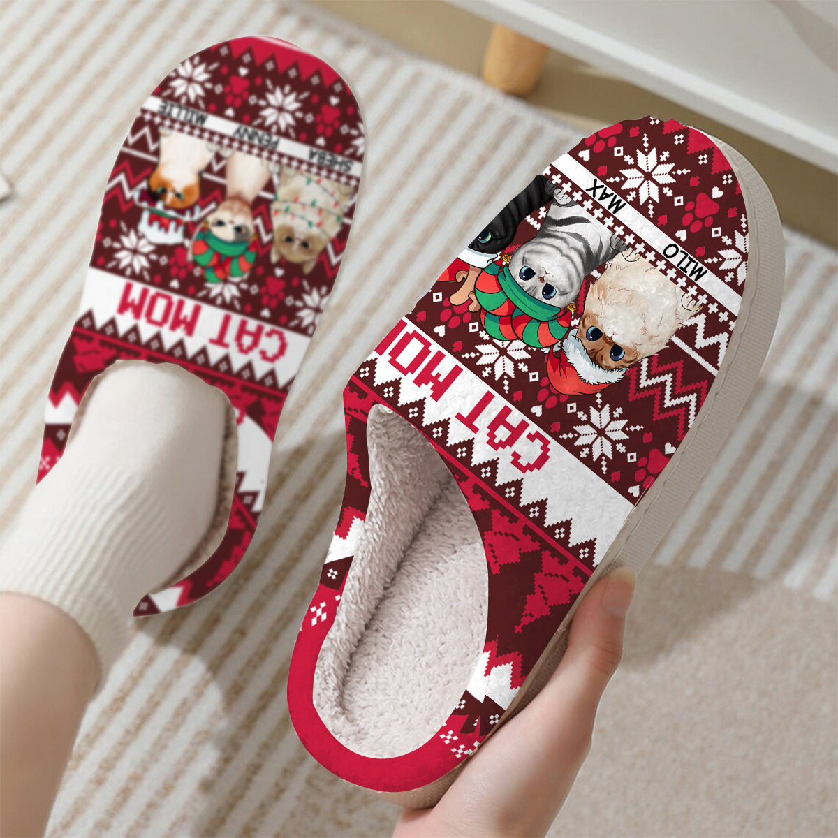 Cat Mom - Personalized Cat Slippers