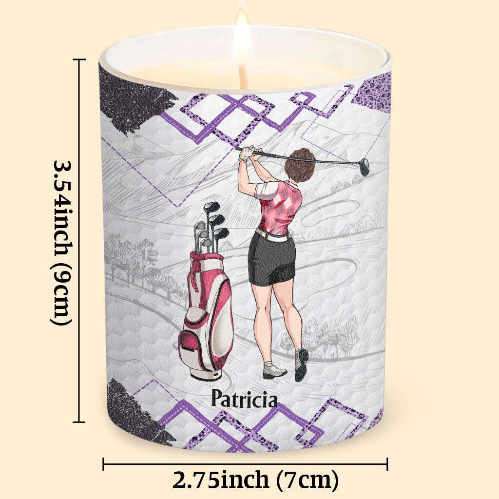 Cours de golf - Cadeau de golf pour elle, petite amie, épouse, fille - Bougie personnalisée avec couvercle en bois
