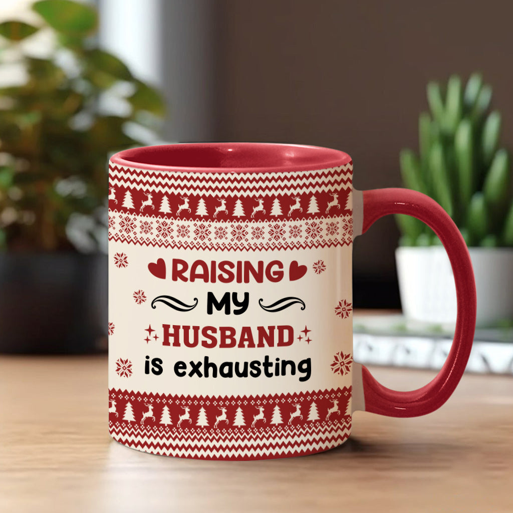 Élever mon mari est épuisant - Mug personnalisé pour couple