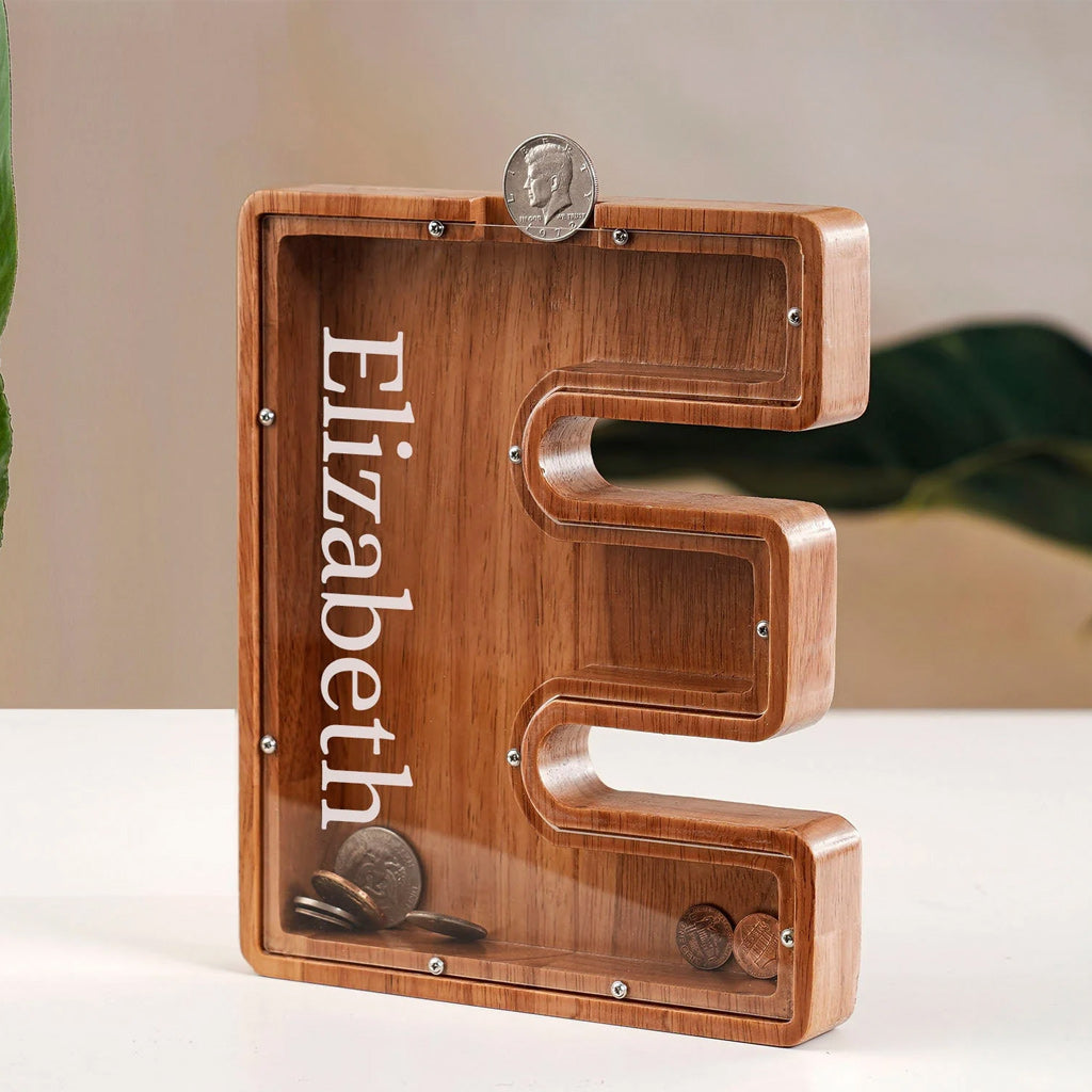 Tirelire en bois personnalisée pour enfant - Tirelire en forme de lettre