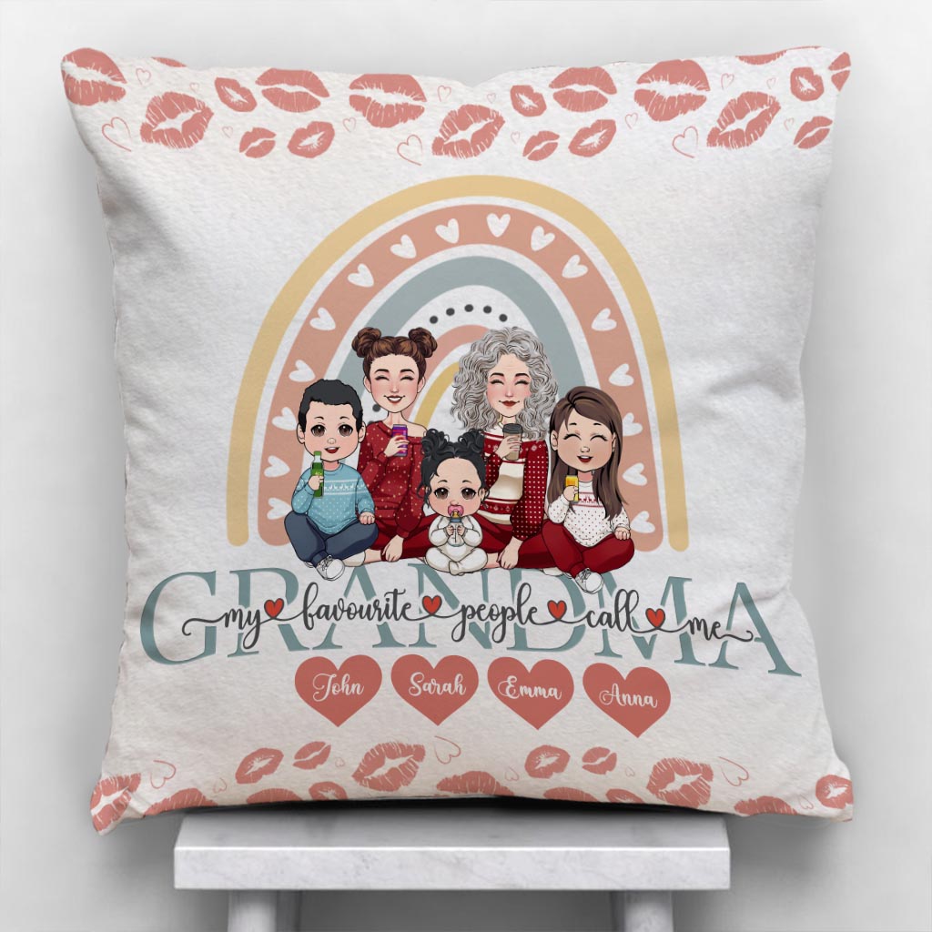 My Favorite People Calls Me Grandma - Personalized Grandma Throw Pillow
